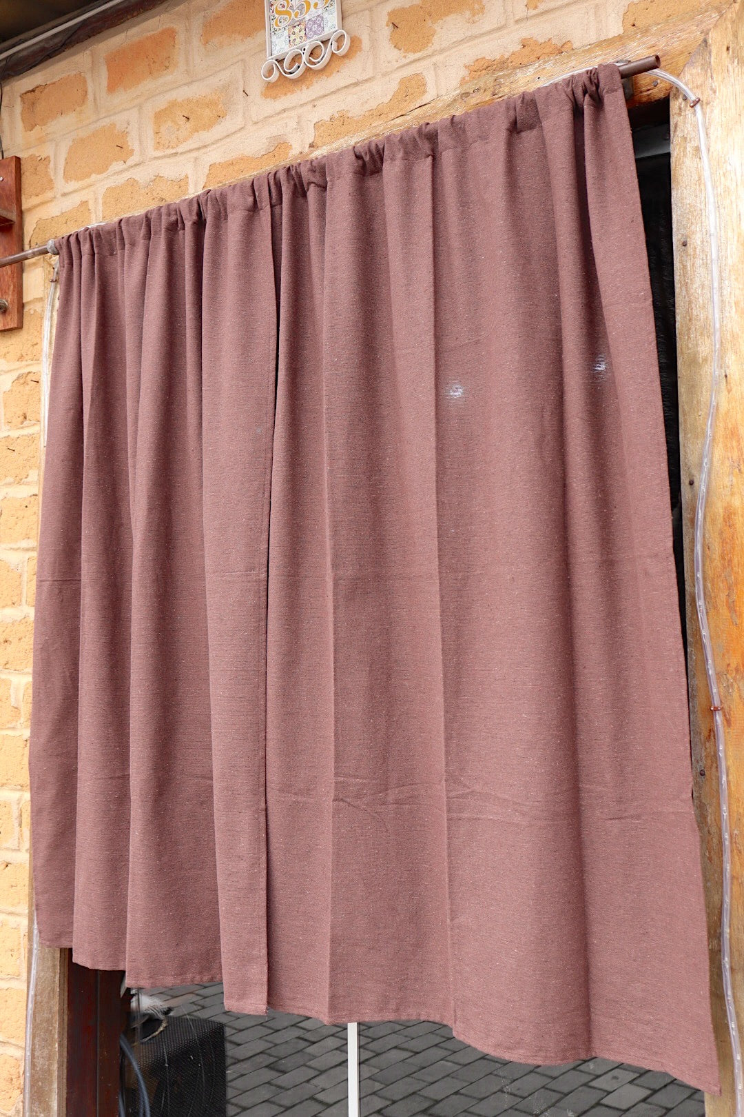 Cortina Algodão Lisa Marrom 1,40mx2,00m