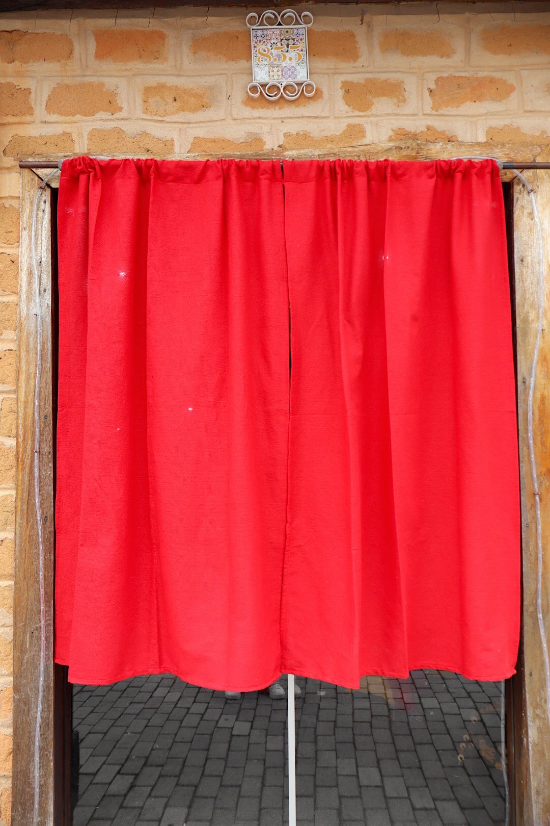 Cortina Algodão Lisa Vermelha 1,40mx2,00m