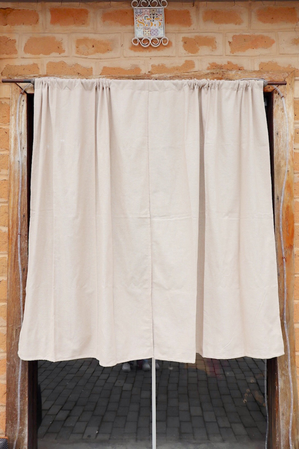 Cortina Algodão Lisa Bege 1,40mx2,00m