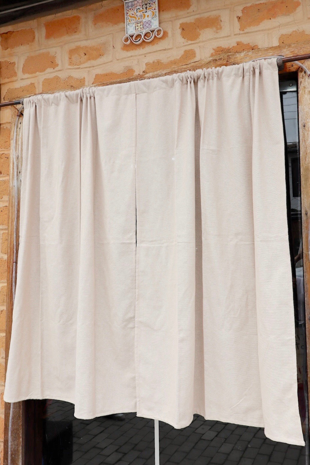Cortina Algodão Lisa Bege 1,40mx2,00m