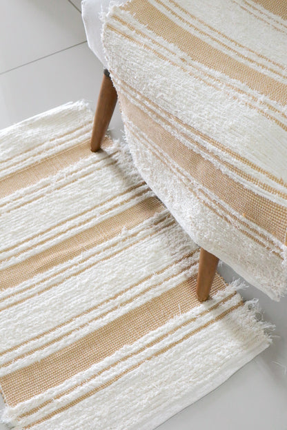 Tapete Algodão Felpudo Chic Listrado Mostarda 50x80cm
