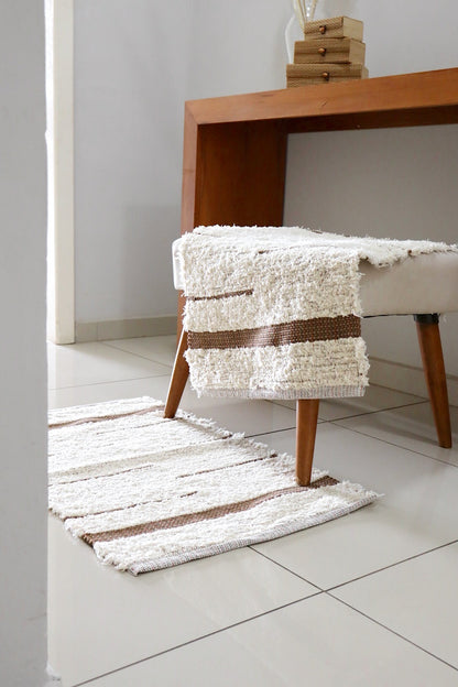 Tapete Algodão Felpudo Chic Bali Marrom 50x80cm