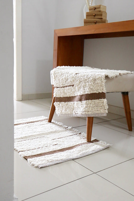 Tapete Algodão Felpudo Chic Bali Marrom 50x80cm