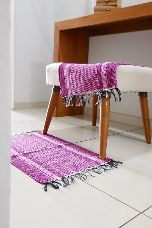 Par de Tapete de Malha Listra Rosa Pink