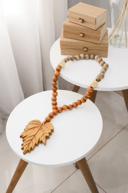 Colar / Terço de Mesa Médio Decorativo Folha Terracota