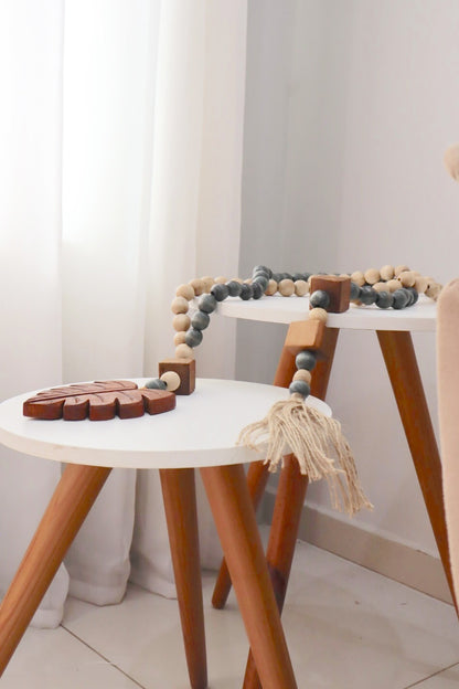 Colar / Terço de Mesa Especial Decorativo Azul Costela de Adão