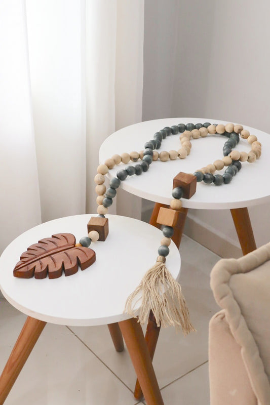 Colar / Terço de Mesa Especial Decorativo Azul Costela de Adão