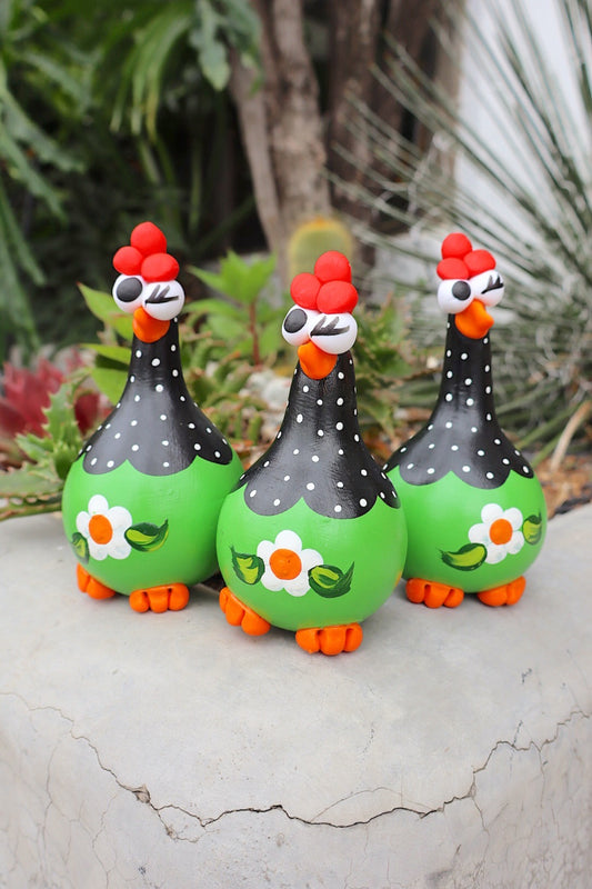 Trio Galinha em Cabaça Verde Flor