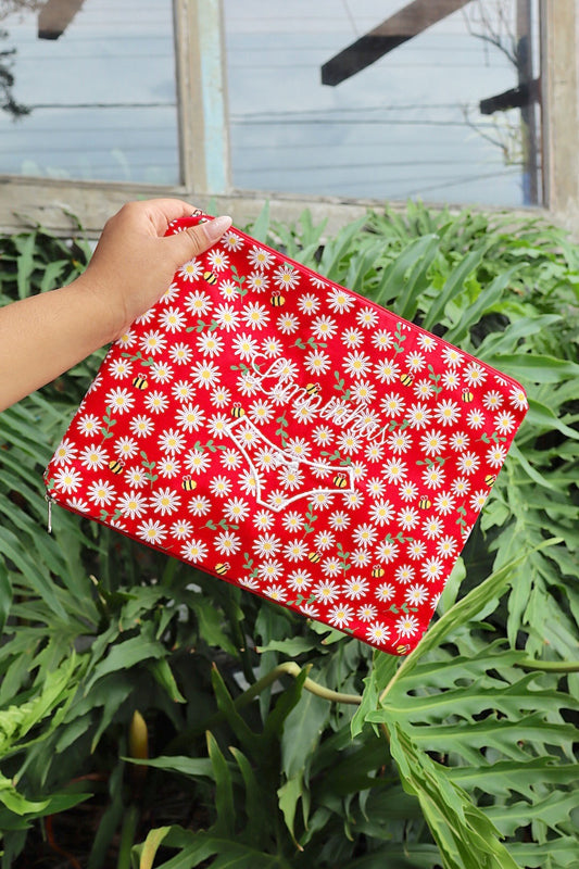 Necessaire Porta Calcinha Limpinha Sujinha G Margaridas Vermelha