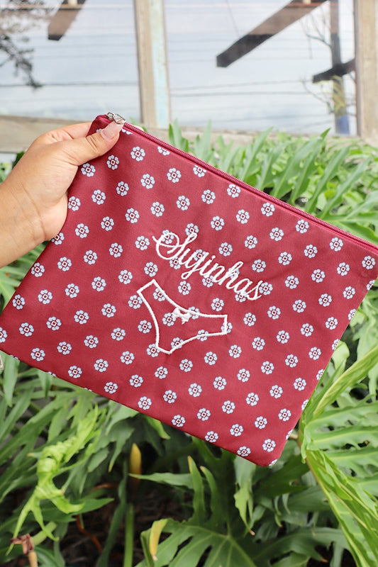 Necessaire Porta Calcinha Limpinha Sujinha G Vinho