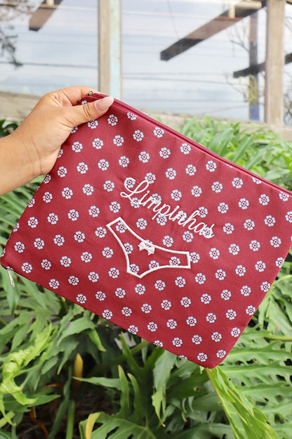 Necessaire Porta Calcinha Limpinha Sujinha G Vinho