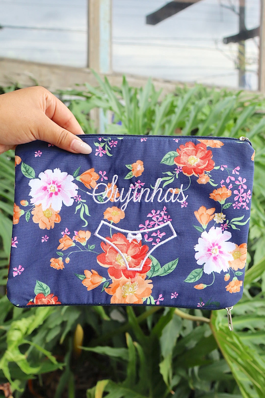 Necessaire Porta Calcinha Limpinha Sujinha P Azul Escuro