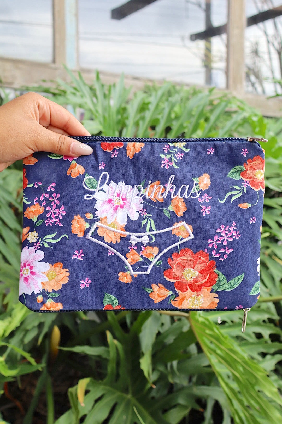 Necessaire Porta Calcinha Limpinha Sujinha P Azul Escuro