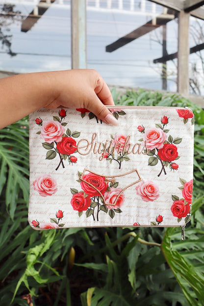 Necessaire Porta Calcinha Limpinha Sujinha P Rosas Vermelhas