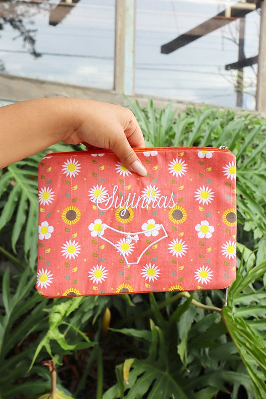 Necessaire Porta Calcinha Limpinha Sujinha P Girassol e Margarida