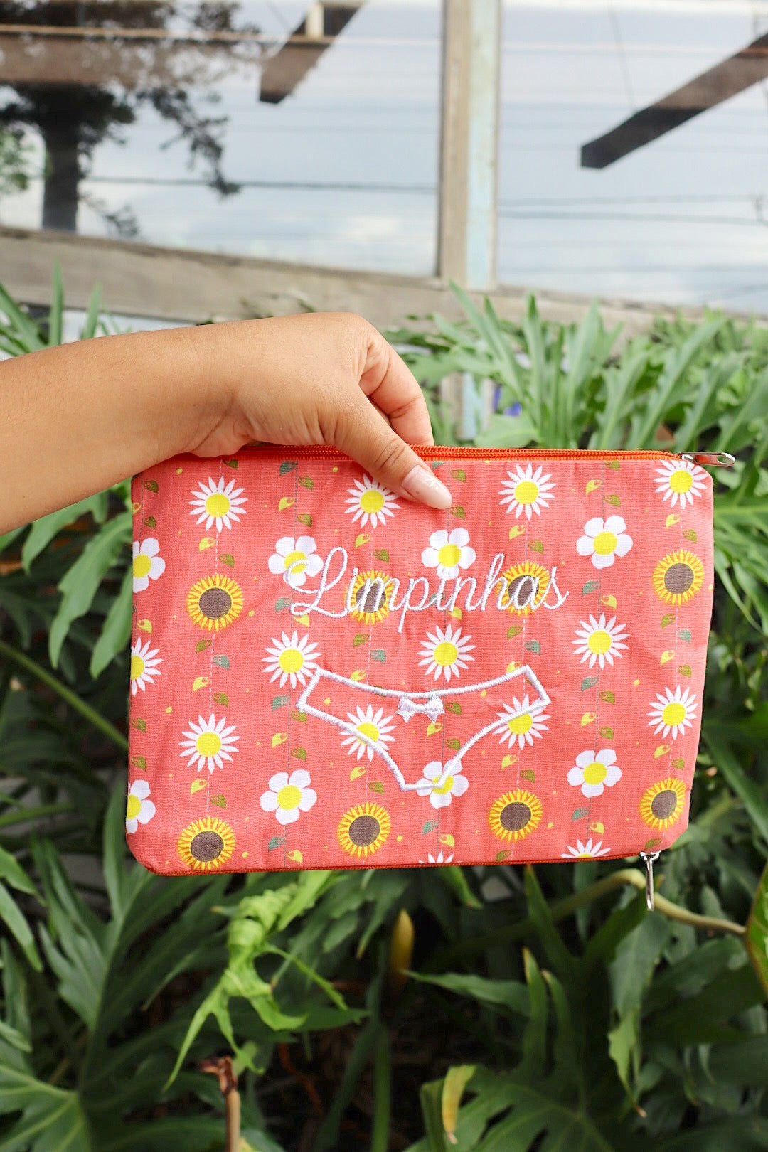 Necessaire Porta Calcinha Limpinha Sujinha P Girassol e Margarida