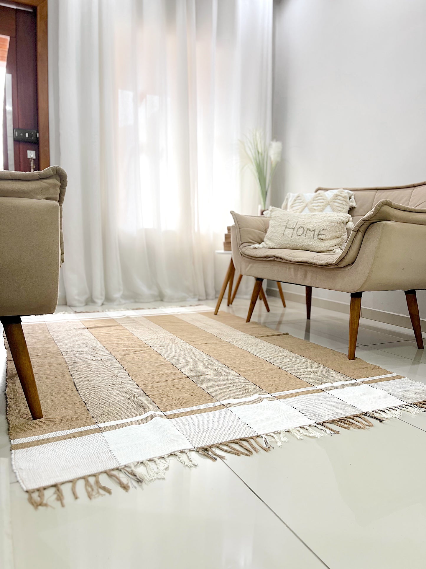 Tapete em Malha Moldura Bege Claro 1,50x2,00m