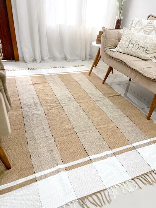 Tapete em Malha Moldura Bege Claro 1,50x2,00m