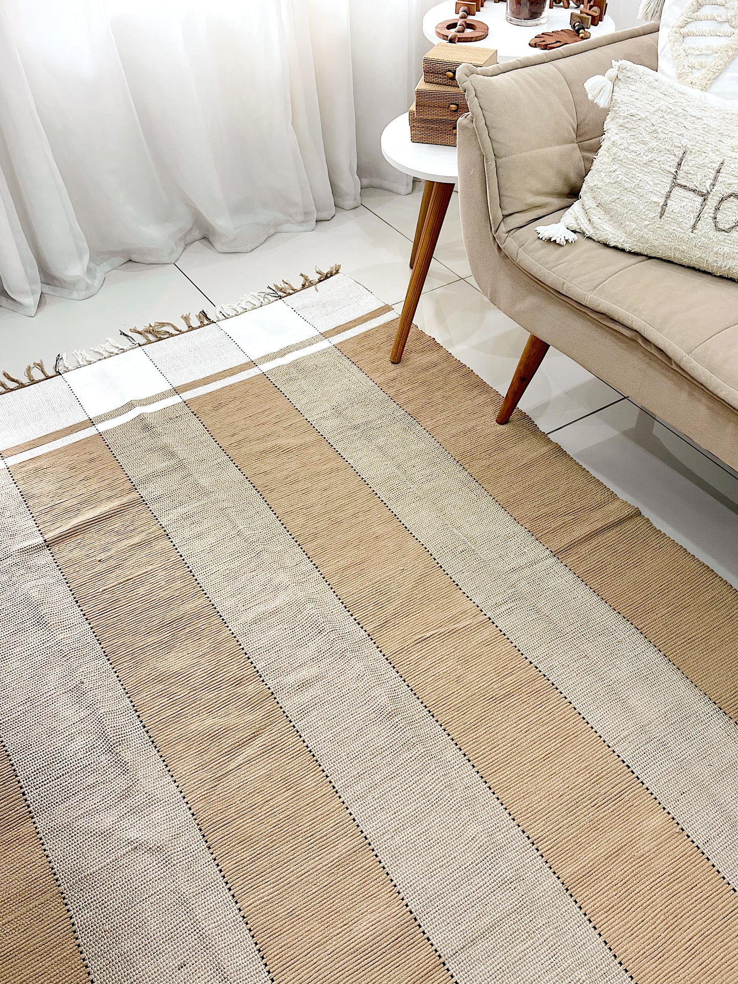 Tapete em Malha Moldura Bege Claro 1,50x2,00m