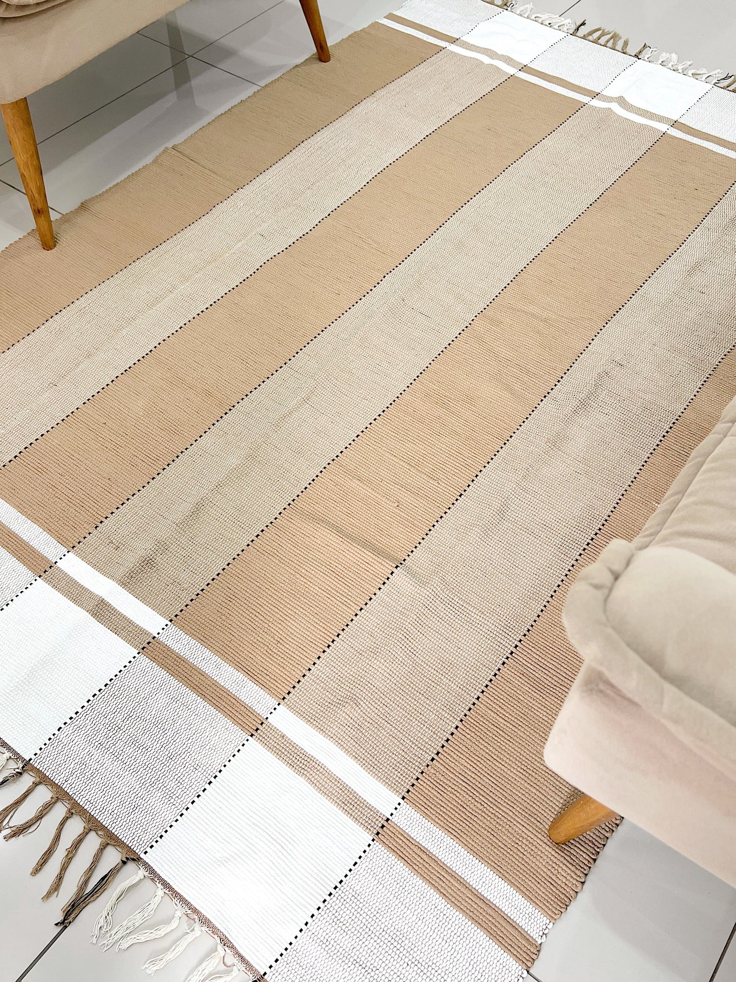 Tapete em Malha Moldura Bege Claro 1,50x2,00m