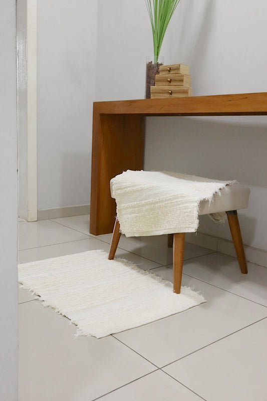 Tapete Algodão Felpudo Chic Listrado Cru 50x80cm