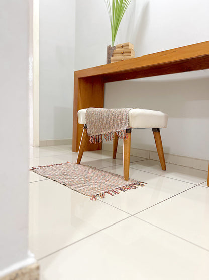 Par Tapete Malha Algodão Mini Liso Bege