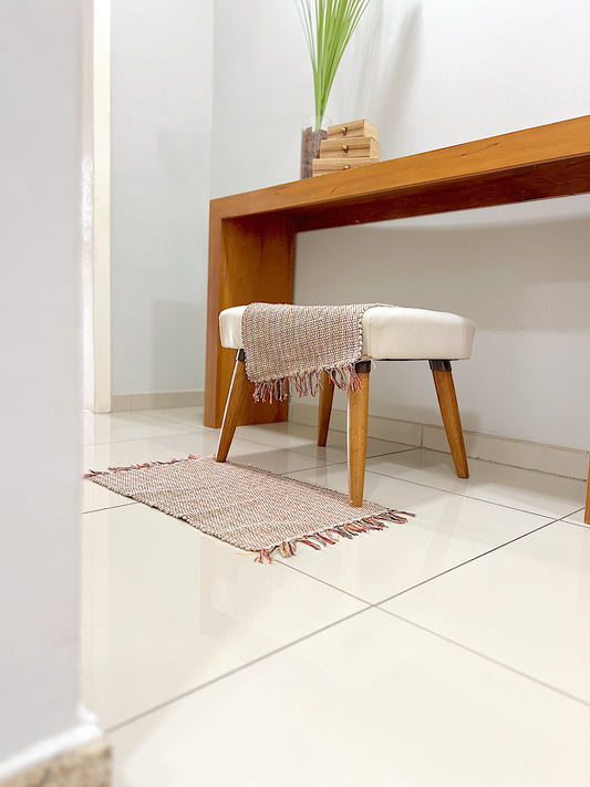 Par Tapete Malha Algodão Mini Liso Bege