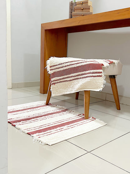 Tapete Algodão Felpudo Chic Listrado Terracota 50x80cm