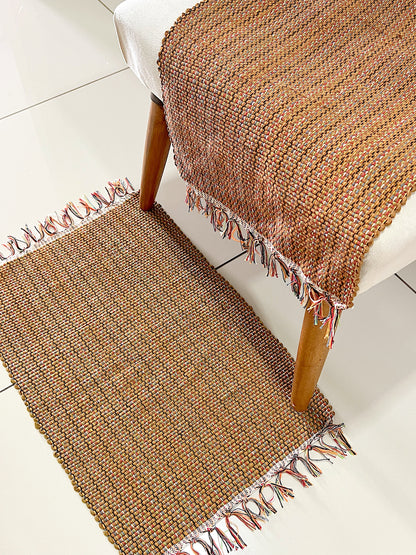 Par Tapete Malha Algodão Mini Liso Mostarda