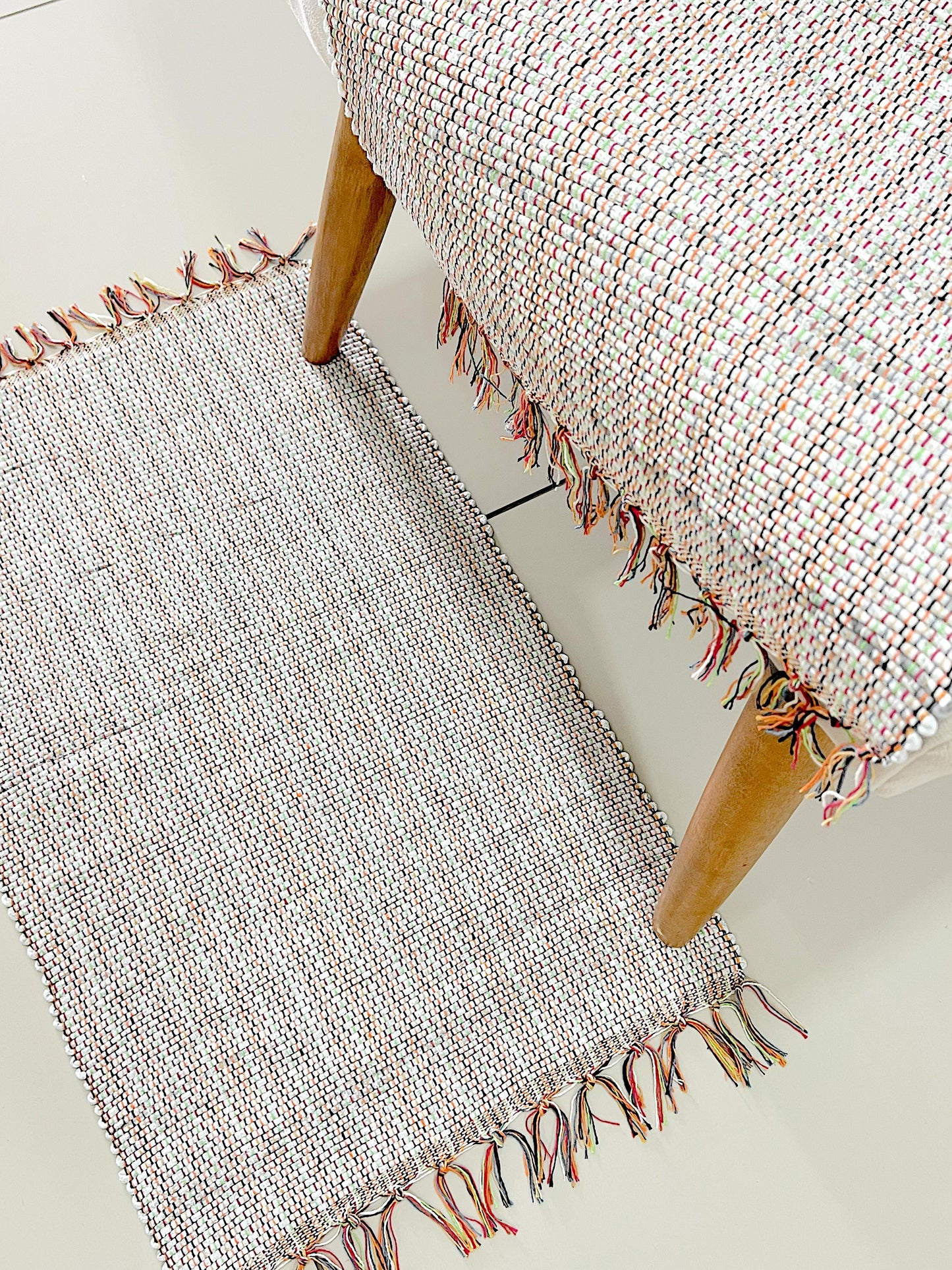 Par Tapete Malha Algodão Mini Liso Branco