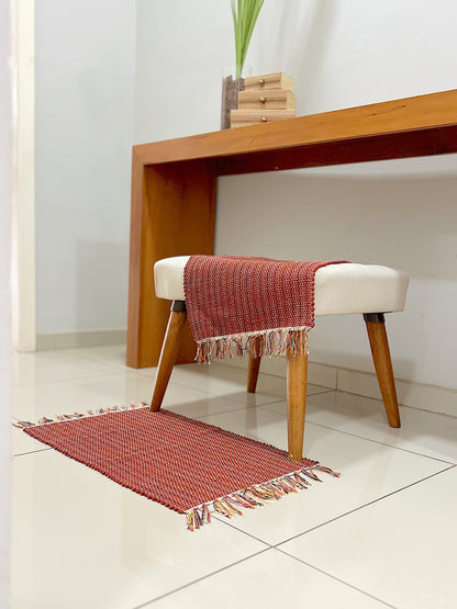 Par Tapete Malha Algodão Mini Liso Vinho