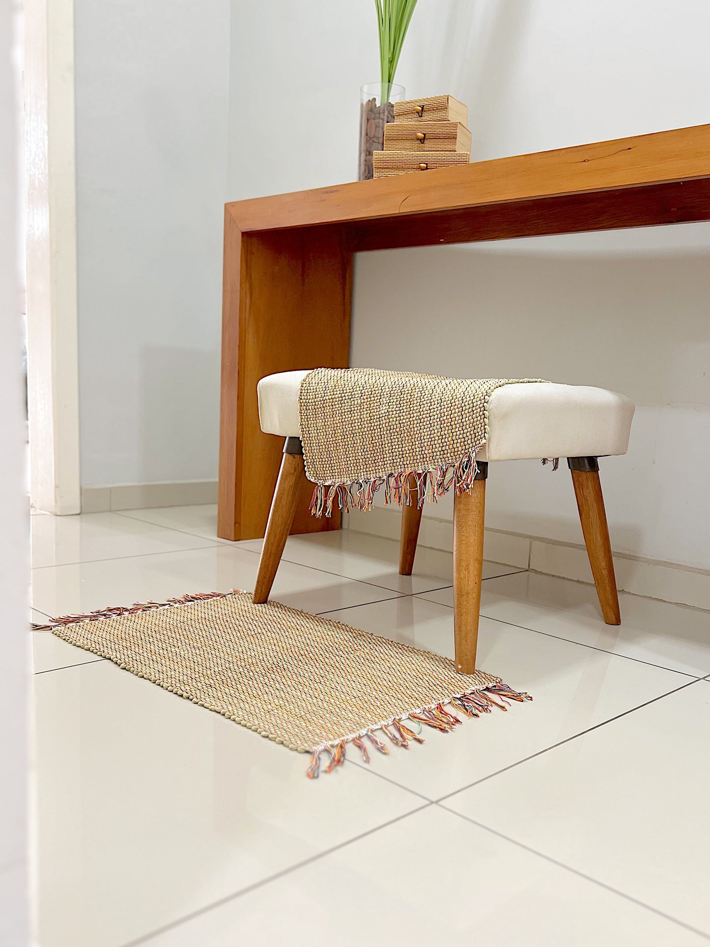 Par Tapete Malha Algodão Mini Liso Verde