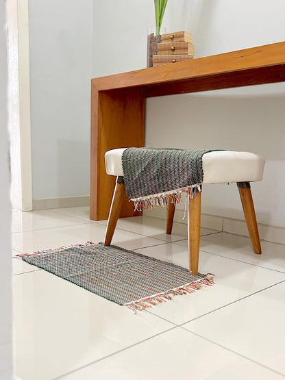 Par Tapete Malha Algodão Mini Liso Verde Escuro