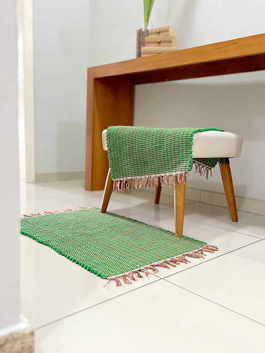 Par de Tapete de Malha Liso Verde Bandeira