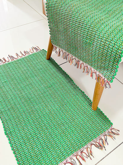 Par de Tapete de Malha Liso Verde Bandeira