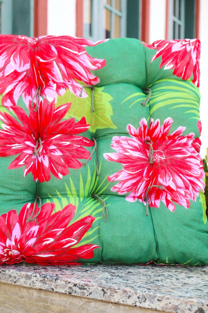 Assento Futon Almofada Cadeira Chita Verde