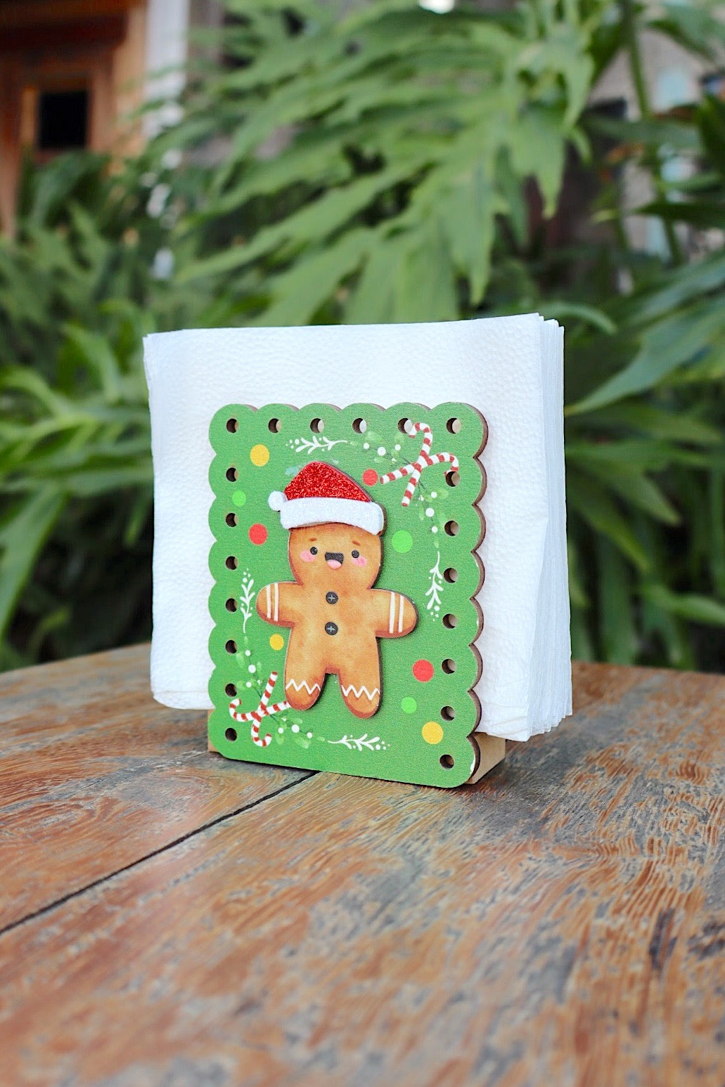 Suporte Porta Guardanapo Natal Biscoito Verde