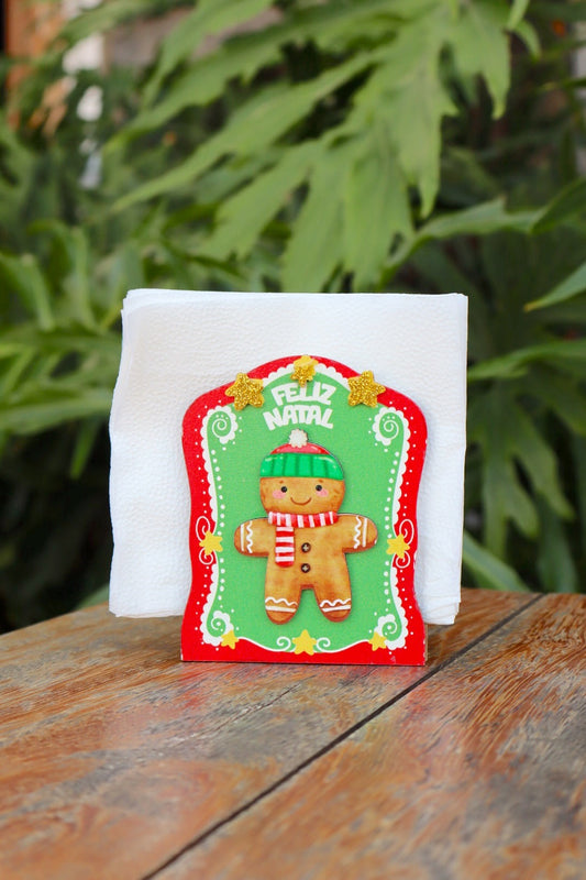 Suporte Porta Guardanapo Natal Biscoito Verde/ Vermelho