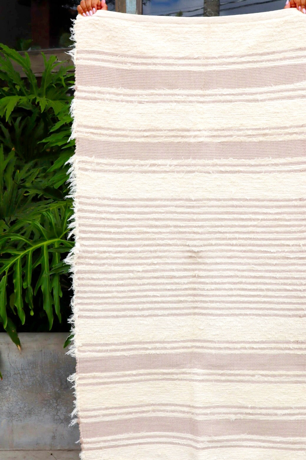 Tapete Médio Chic Felpudo Rosê Listras 0,80x1,40m