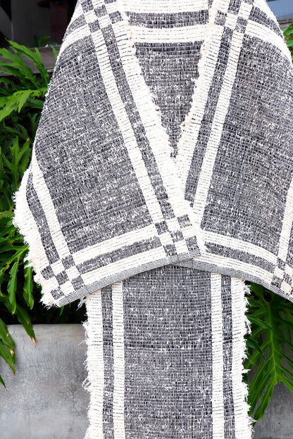 Jogo de Passadeira Felpudo Dupla Face Preto Sem Franja