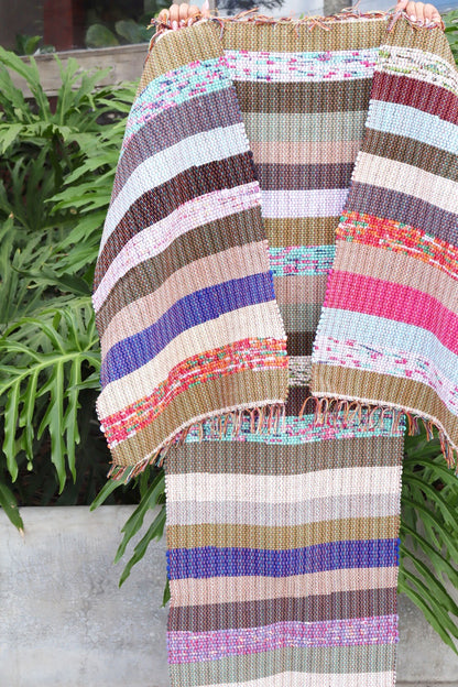 Jogo de Passadeira com 3 Peças Malha Listrado Colorido Grande