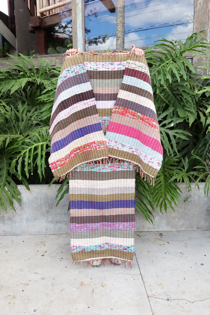 Jogo de Passadeira com 3 Peças Malha Listrado Colorido Grande