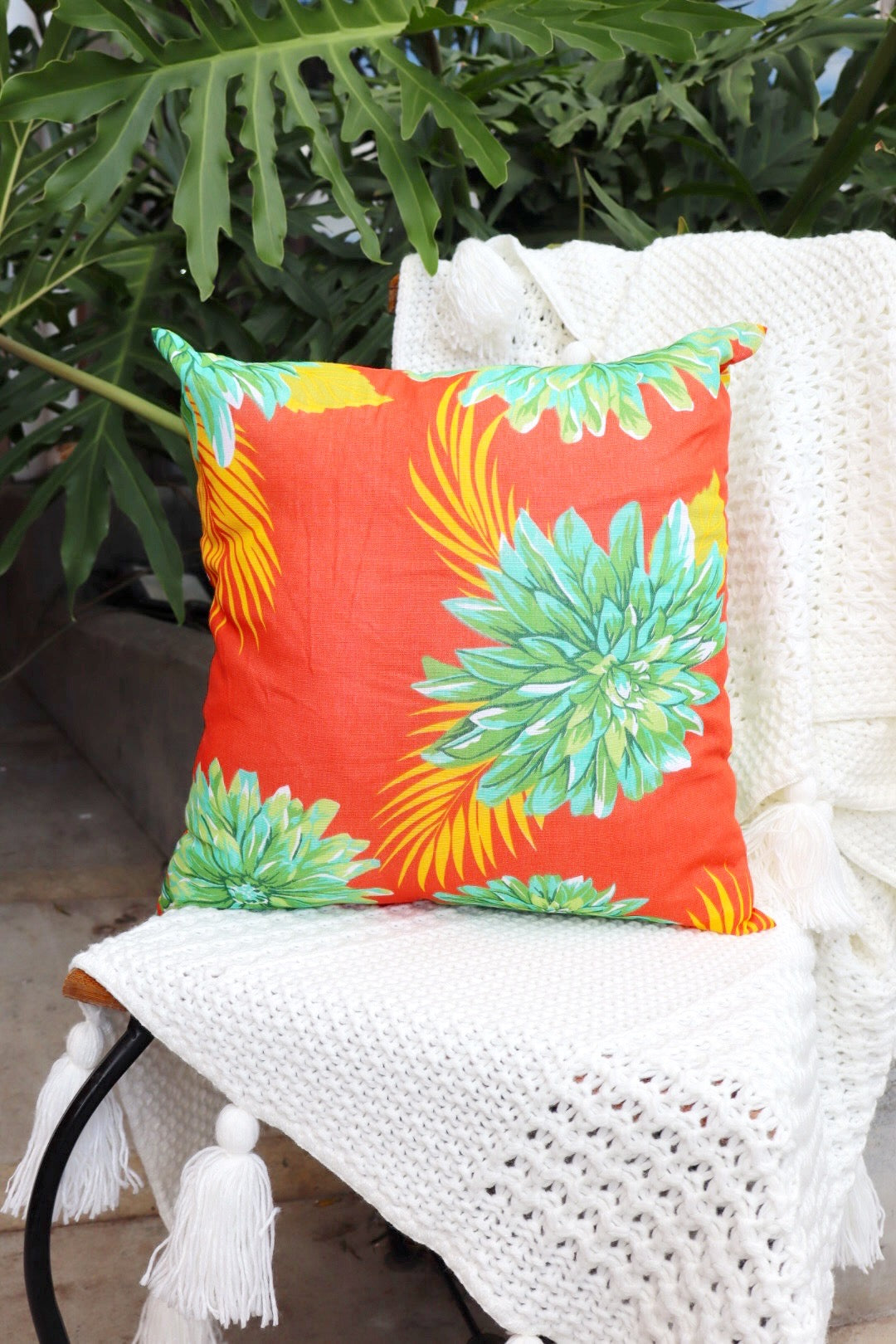 Capa de Almofada Chita Laranja 65x65