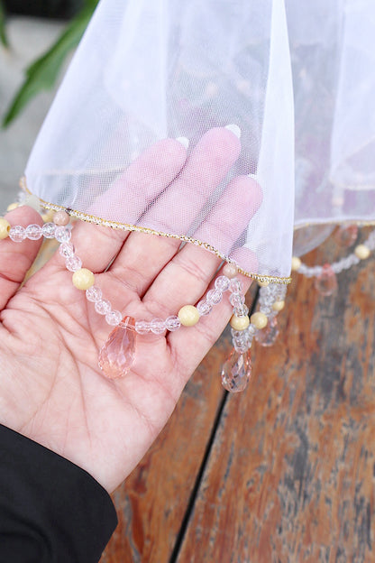 Tule Cobre Jarra Pedras Bolinhas Neutro