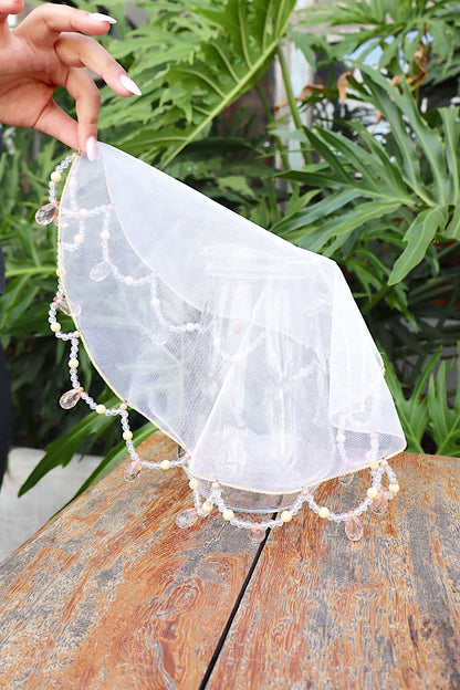 Tule Cobre Jarra Pedras Bolinhas Neutro