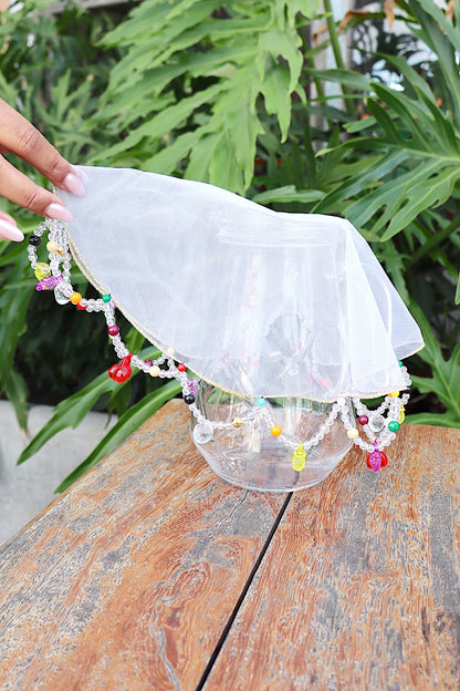 Tule Cobre Jarra Pedras Colorido