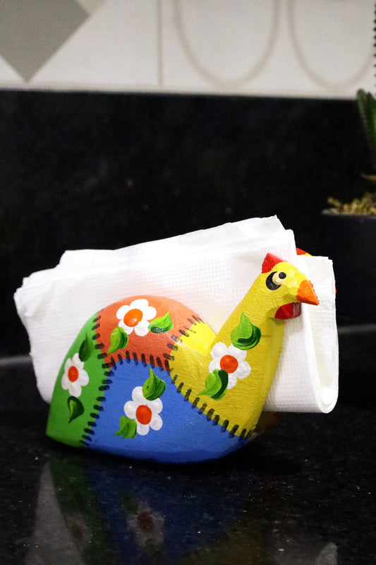 Porta Guardanapo Galinha Patchwork em Madeira