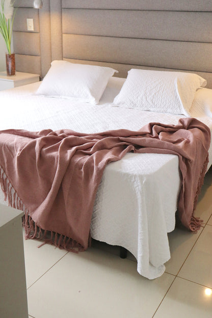 Manta para Sofá / Peseira Escama Boho Rosê 1,20mx1,80m