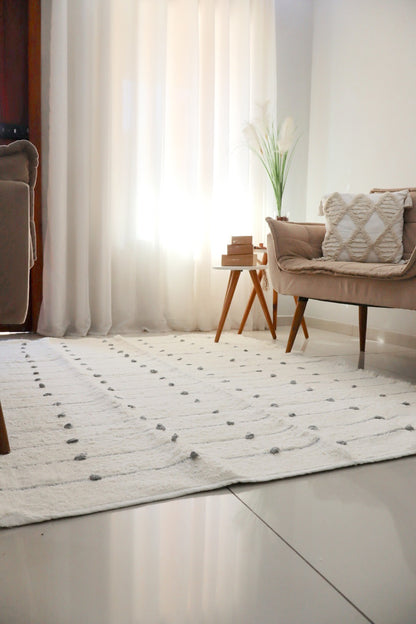 Tapete Algodão Puxadinho Pompom Cinza 1,50x2,00m