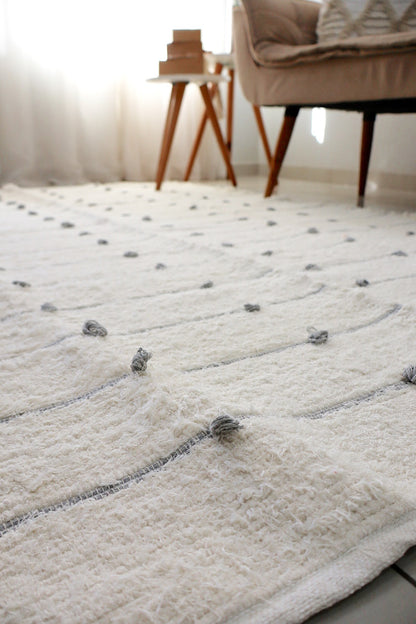 Tapete Algodão Puxadinho Pompom Cinza 1,50x2,00m